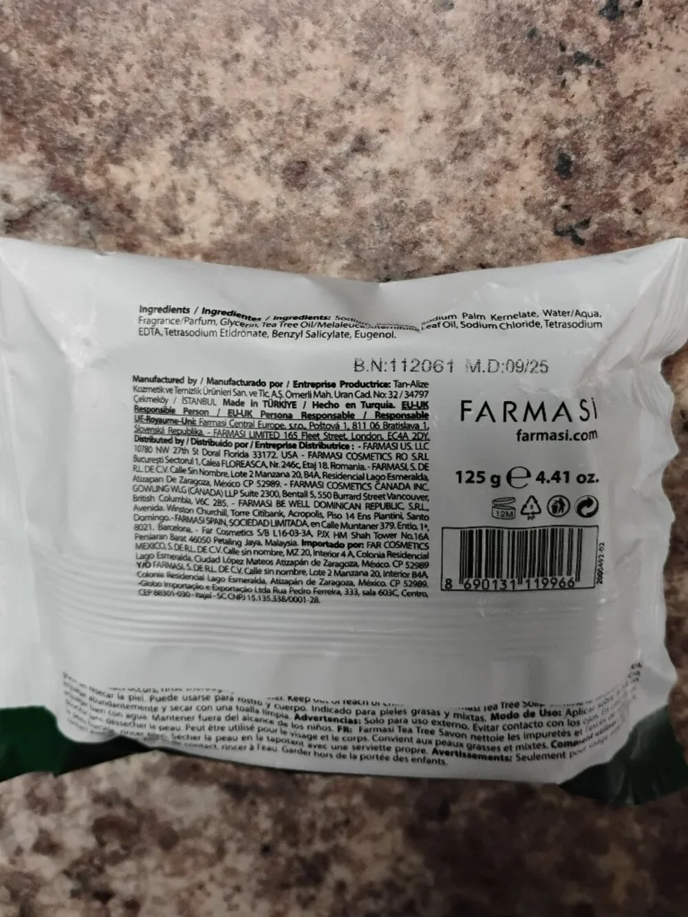 Farmasi Tea Tree Soap Bar Daily Use For Women Mens Teens 125 g 4.41 Oz